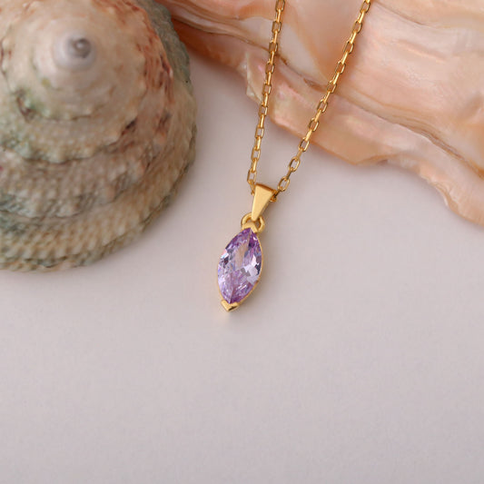 Alexandrite Marquise Necklace in 14K Solid Gold | June Birthstone Pendant Queen Jewelry Necklace