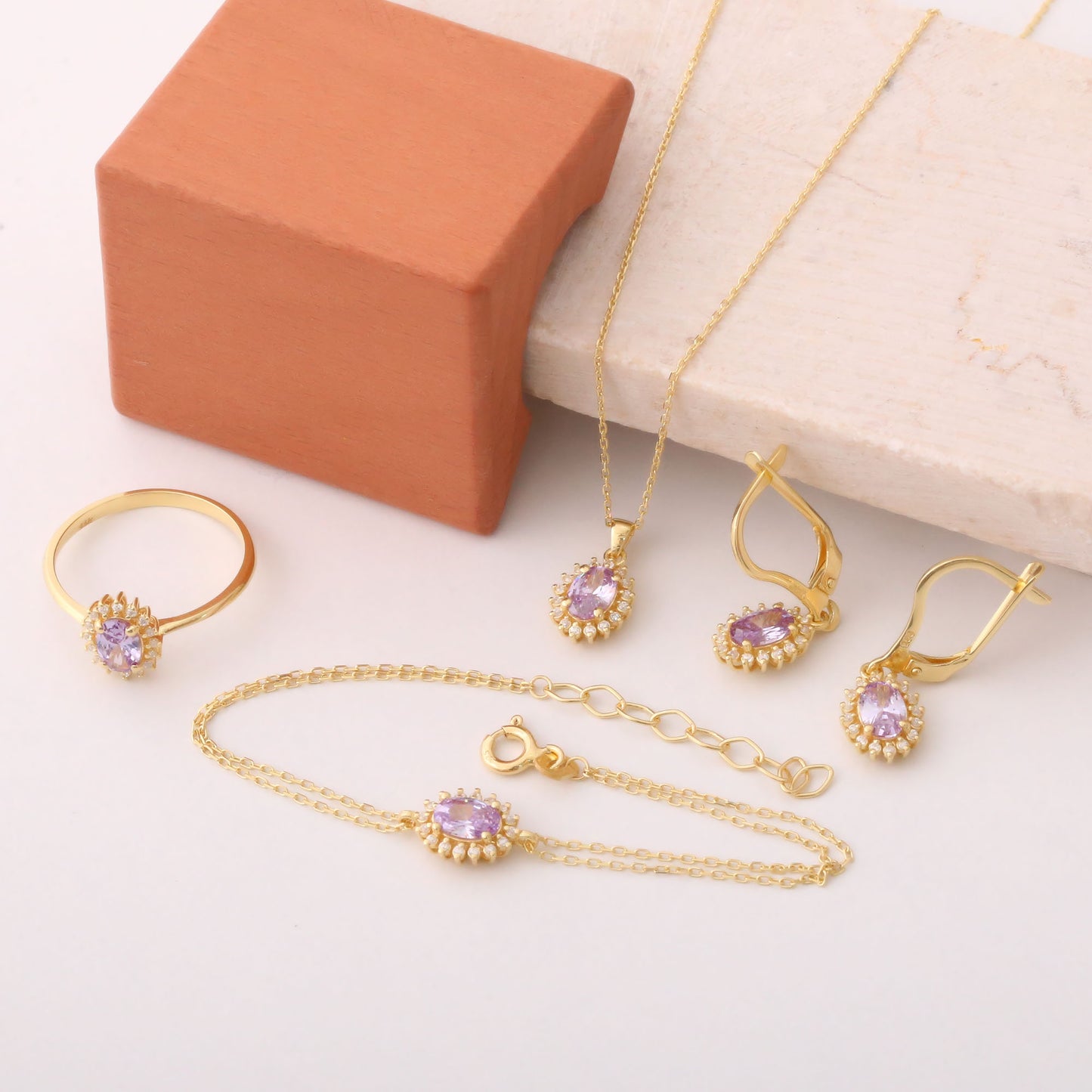 Alexandrite Oval Bracelet 8K/10K/14K Solid Gold Surrounded by Real Diamonds, June Birthstone Gift