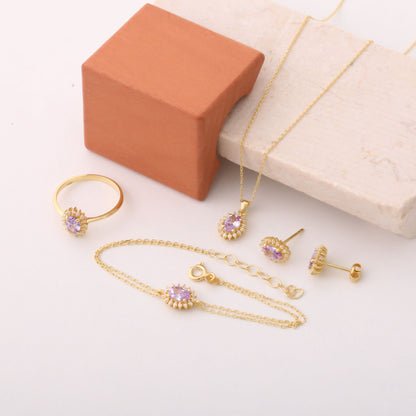 Oval Cut Alexandrite Dangling Earring Surrounded by Real Diamonds, 8K/10K/14K Solid Gold, June Birthstone