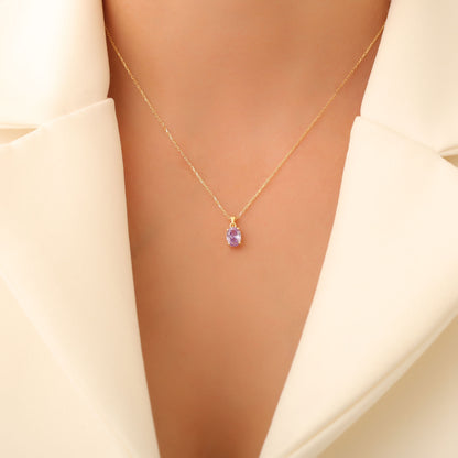 Alexandrite Oval Necklace in 14K Solid Gold | June Birthstone Pendant Queen Jewelry Necklace