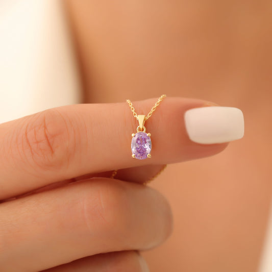 Alexandrite Oval Necklace in 14K Solid Gold | June Birthstone Pendant Queen Jewelry Necklace