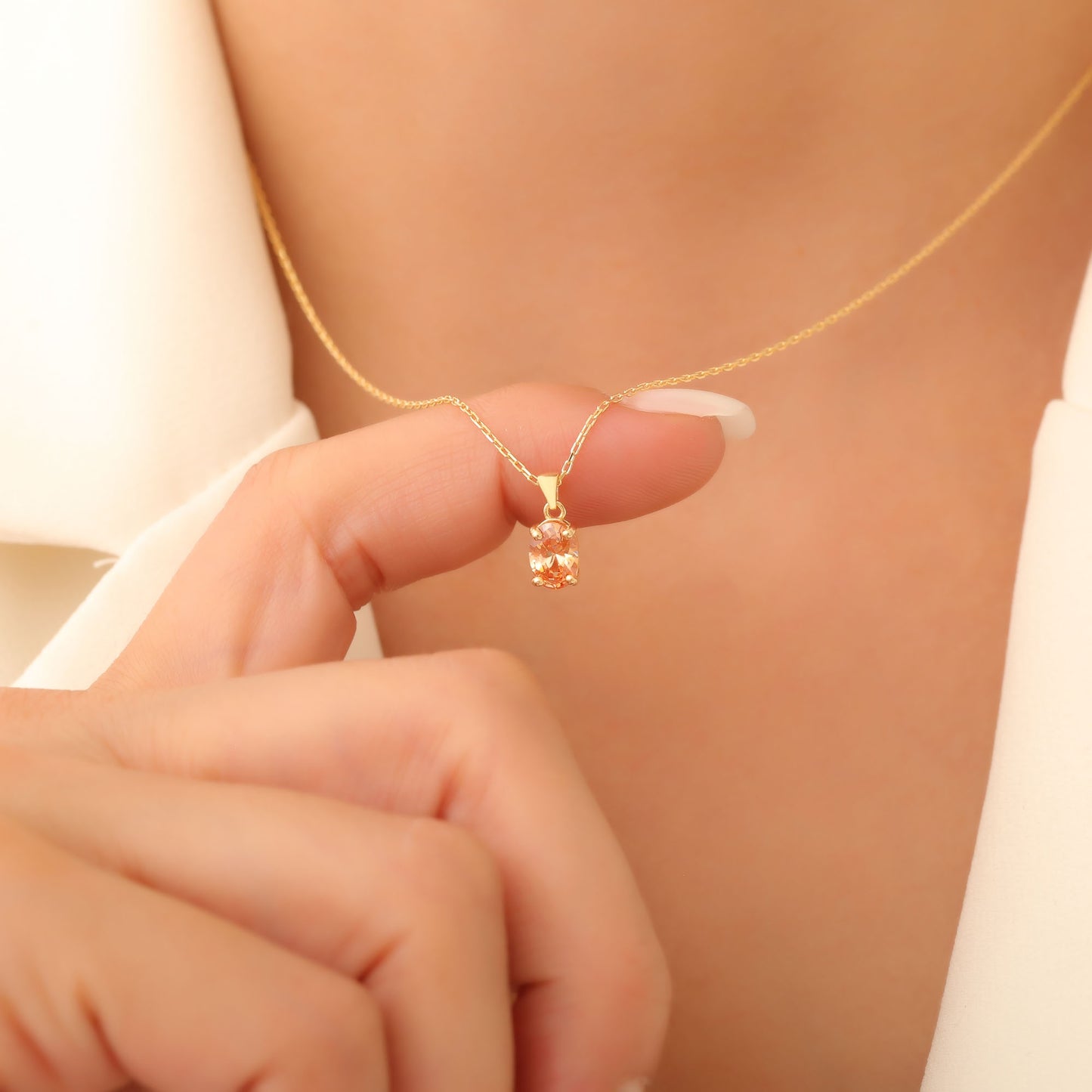 Citrine Oval Necklace in 14K Solid Gold | November Birthstone Pendant Queen Jewelry Necklace