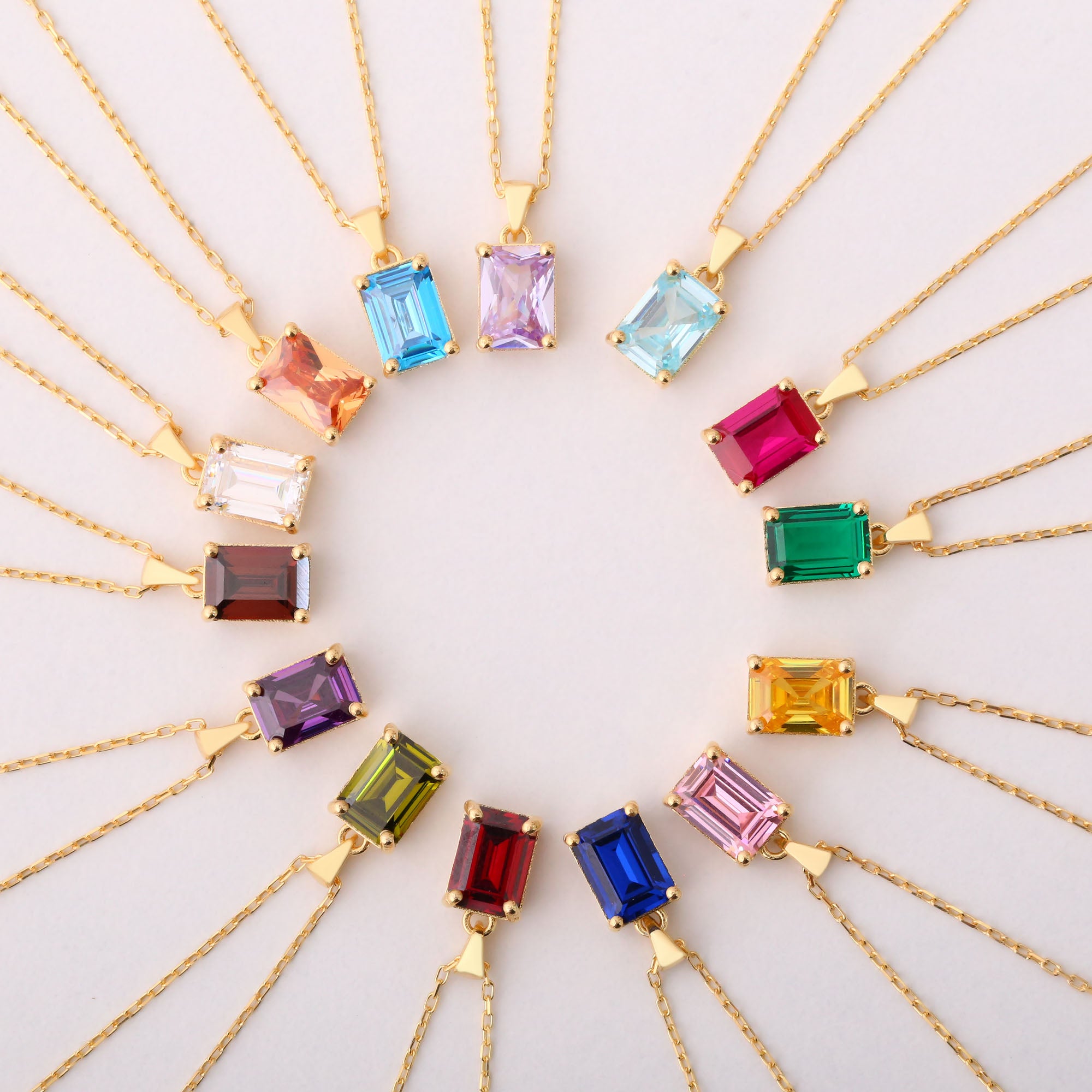 Rectangle Sapphire Necklace in 14K Solid Gold, September Birthstone Pendant Queen Jewelry Necklace