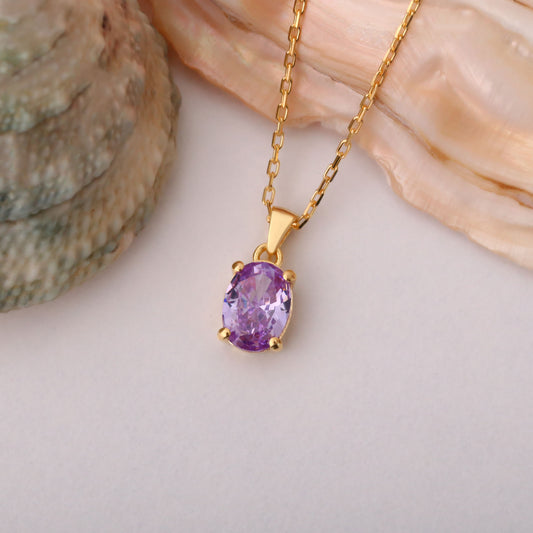 Alexandrite Oval Necklace in 14K Solid Gold | June Birthstone Pendant Queen Jewelry Necklace