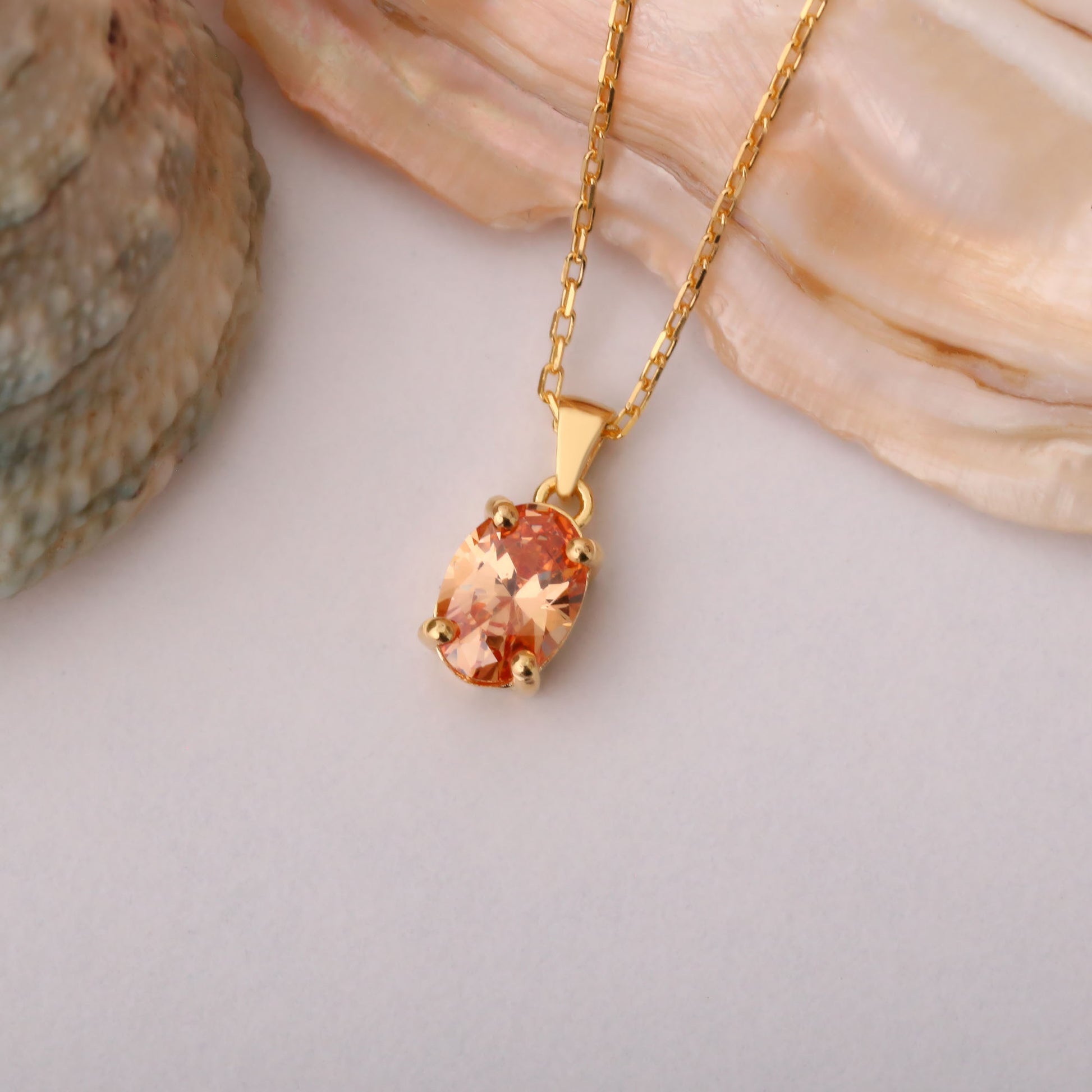 Citrine Oval Necklace in 14K Solid Gold | November Birthstone Pendant Queen Jewelry Necklace