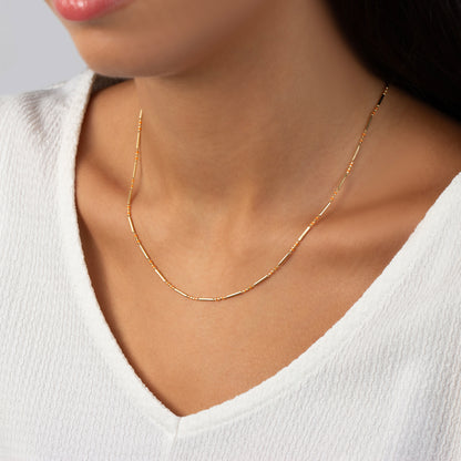 Citrine 14K Solid Gold / Silver Layered Enameled Spaced Beaded Bar Necklace, Birthstone Jewelry