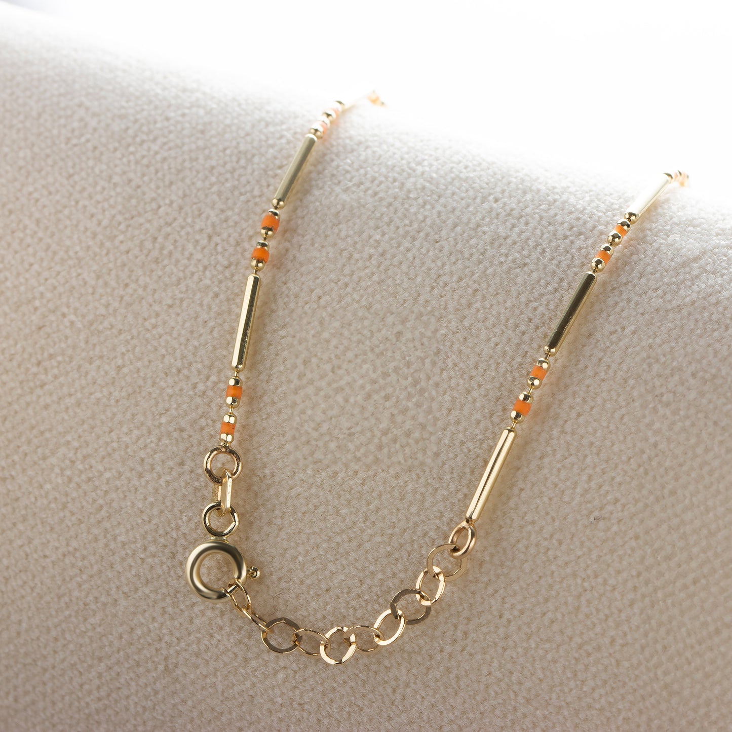 Citrine Enameled Beaded Bar Bracelet 14K Solid Gold / Silver, Layered Spaced Design