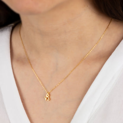 Capricorn Zodiac Sign in 14K Solid Gold Necklace | Minimalist Horoscope Symbol Queen Jewelry Necklace