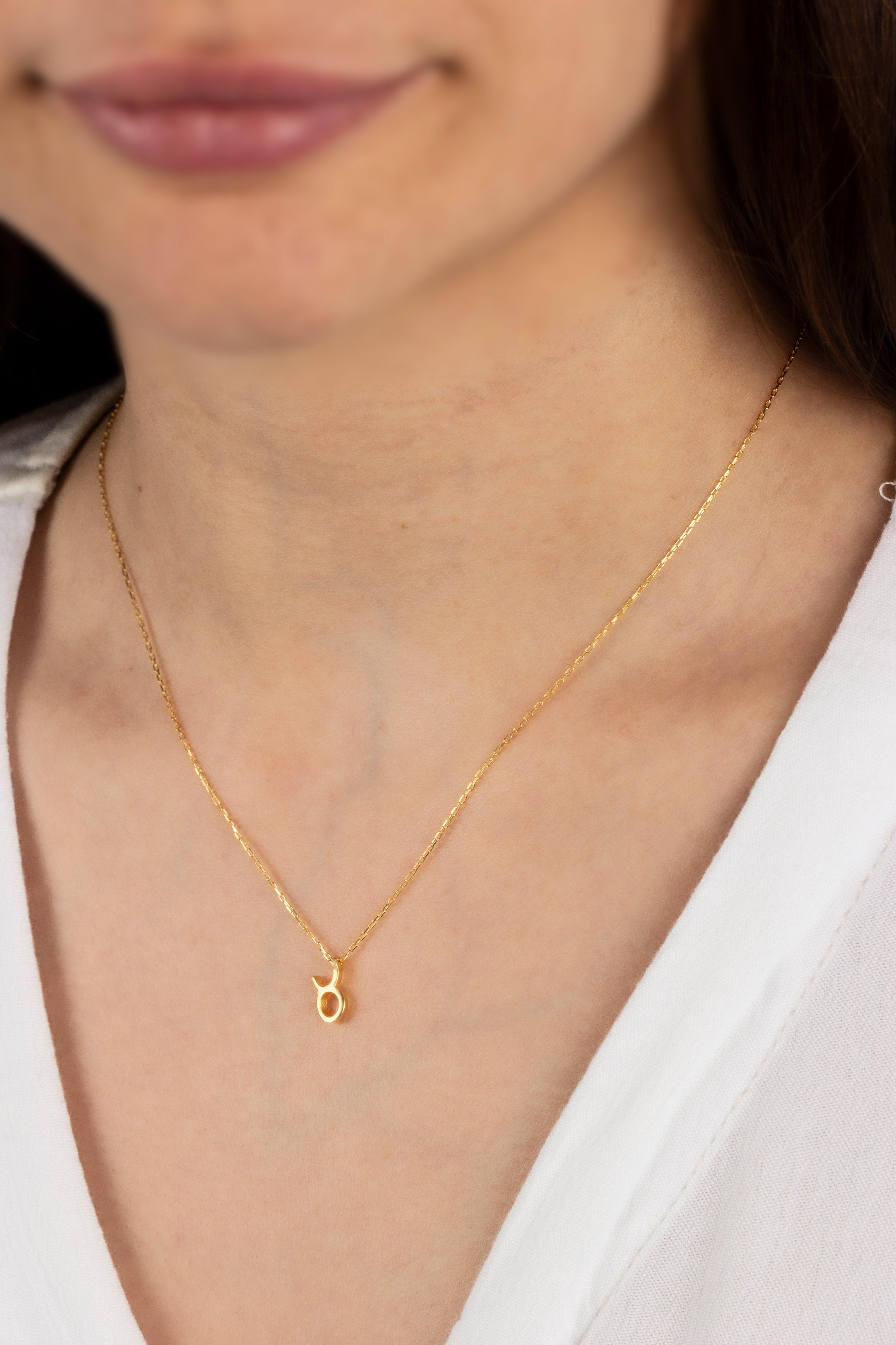 Taurus Zodiac Sign in 14K Solid Gold Necklace | Minimalist Horoscope Symbol Queen Jewelry Necklace