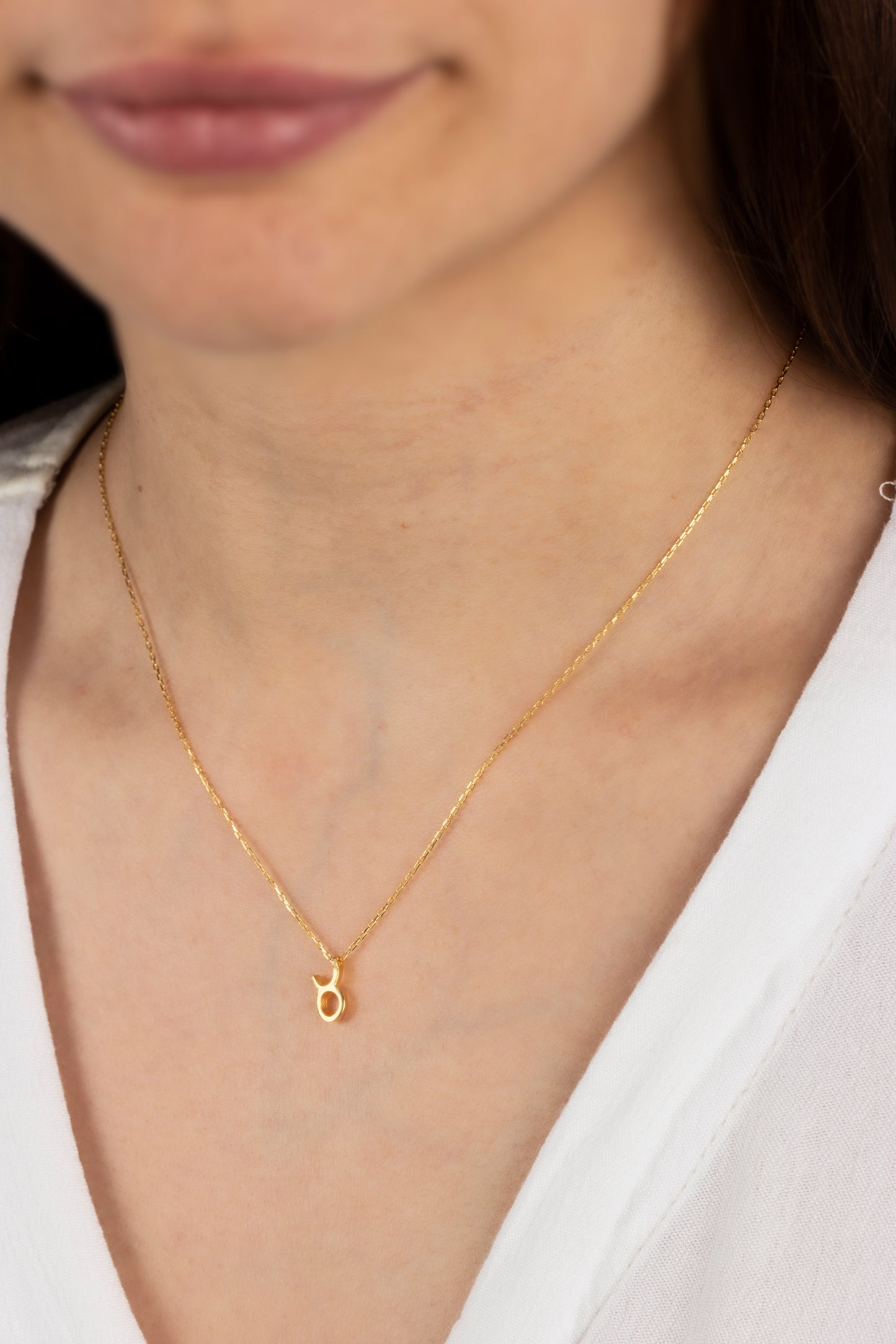 Taurus Zodiac Sign in 14K Solid Gold Necklace | Minimalist Horoscope Symbol Queen Jewelry Necklace