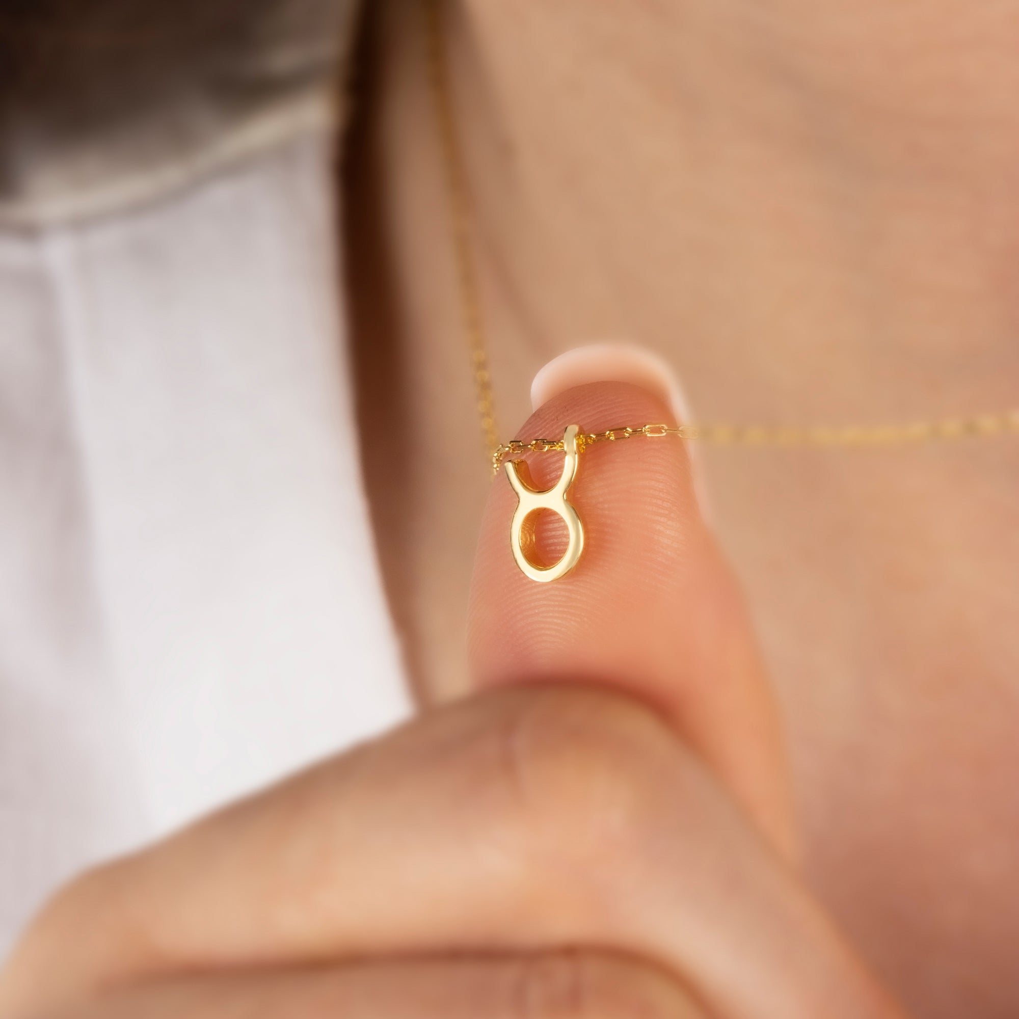 Taurus Zodiac Sign in 14K Solid Gold Necklace | Minimalist Horoscope Symbol Queen Jewelry Necklace