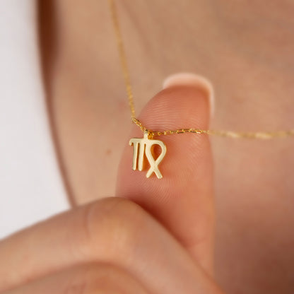 Virgo Zodiac Sign in 14K Solid Gold Necklace | Minimalist Horoscope Symbol Queen Jewelry Necklace