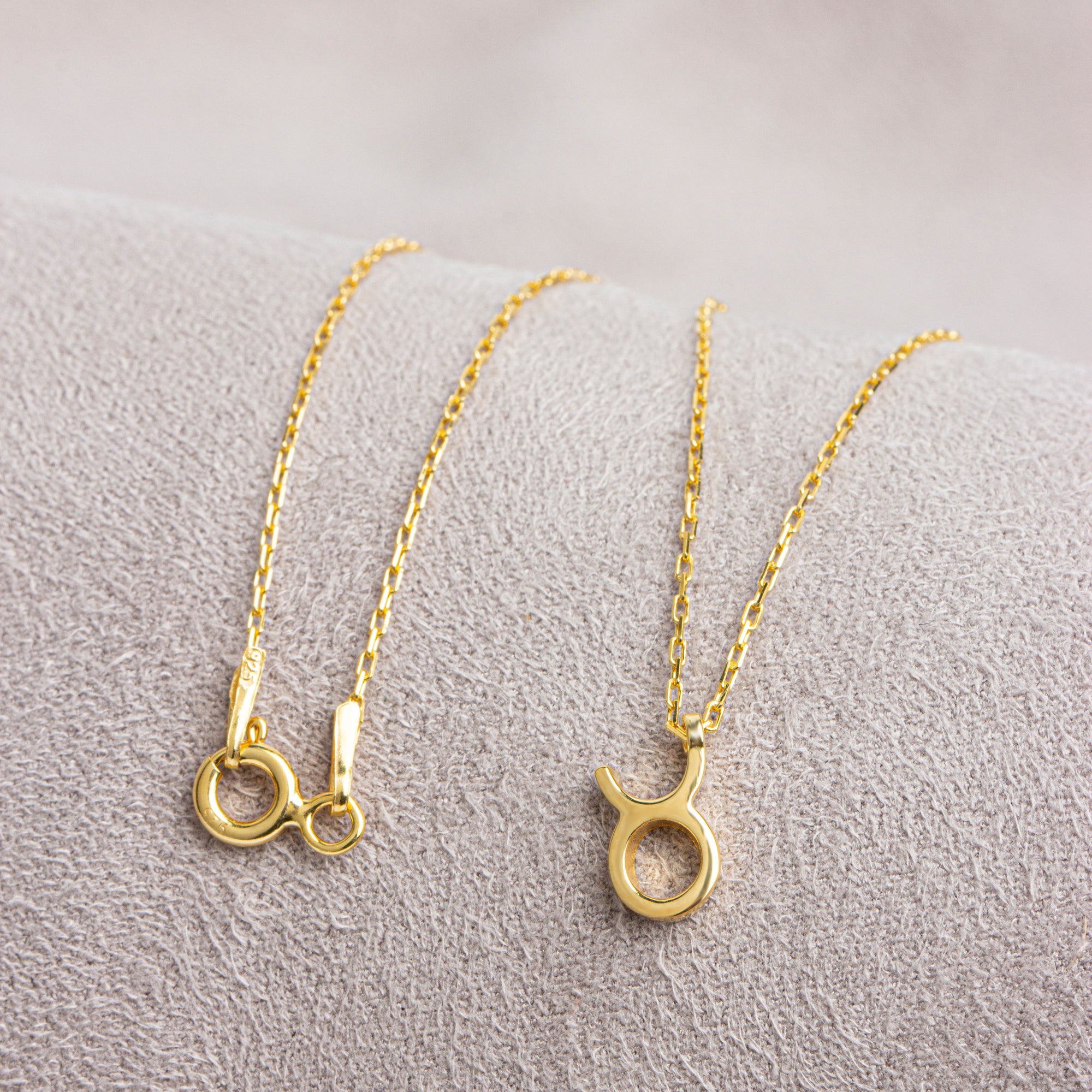 Taurus Zodiac Sign in 14K Solid Gold Necklace | Minimalist Horoscope Symbol Queen Jewelry Necklace
