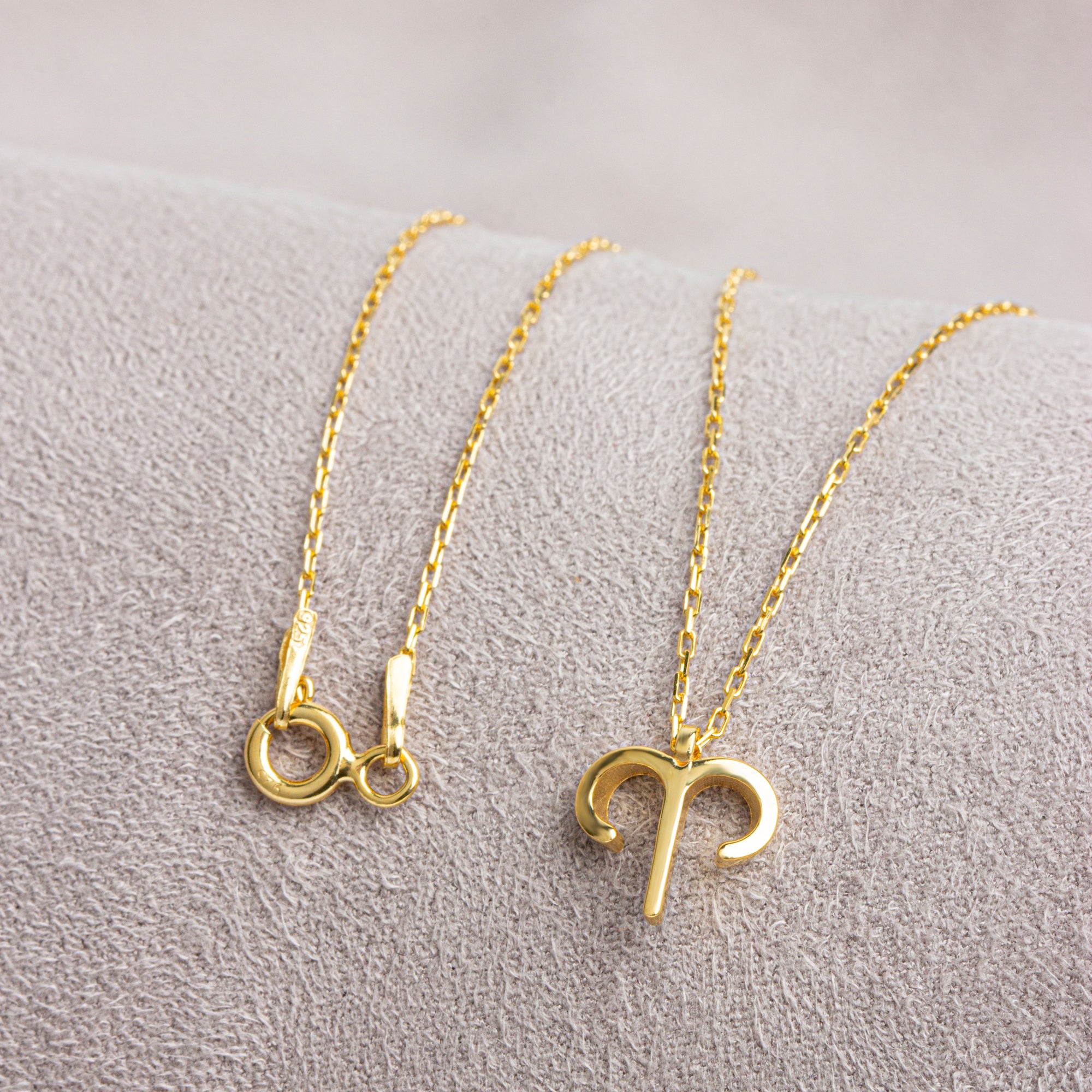Aries Zodiac Sign in 14K Solid Gold Necklace | Minimalist Horoscope Symbol Queen Jewelry Necklace
