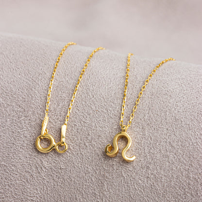 Leo Zodiac Sign in 14K Solid Gold Necklace | Minimalist Horoscope Symbol Queen Jewelry Necklace