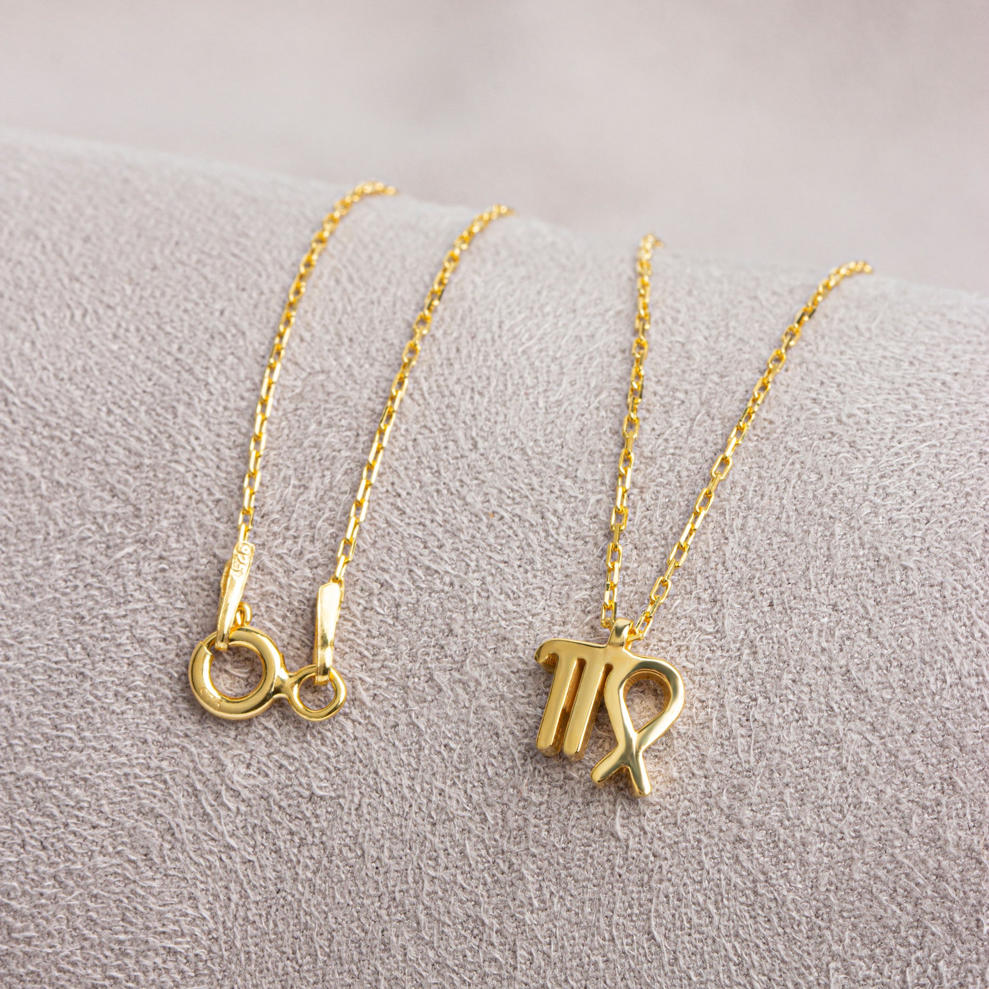 Virgo Zodiac Sign in 14K Solid Gold Necklace | Minimalist Horoscope Symbol Queen Jewelry Necklace
