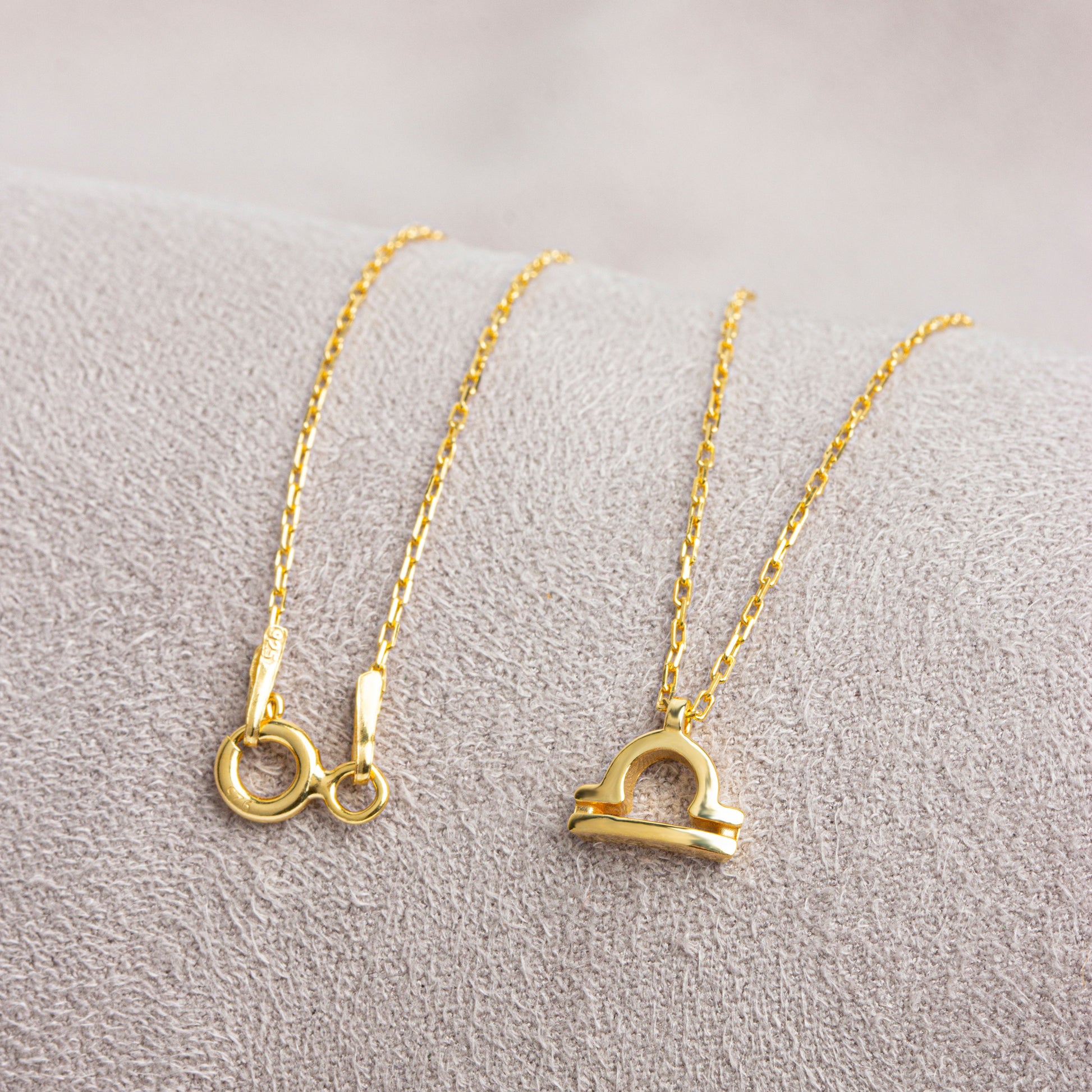 Libra Zodiac Sign in 14K Solid Gold Necklace | Minimalist Horoscope Symbol Queen Jewelry Necklace