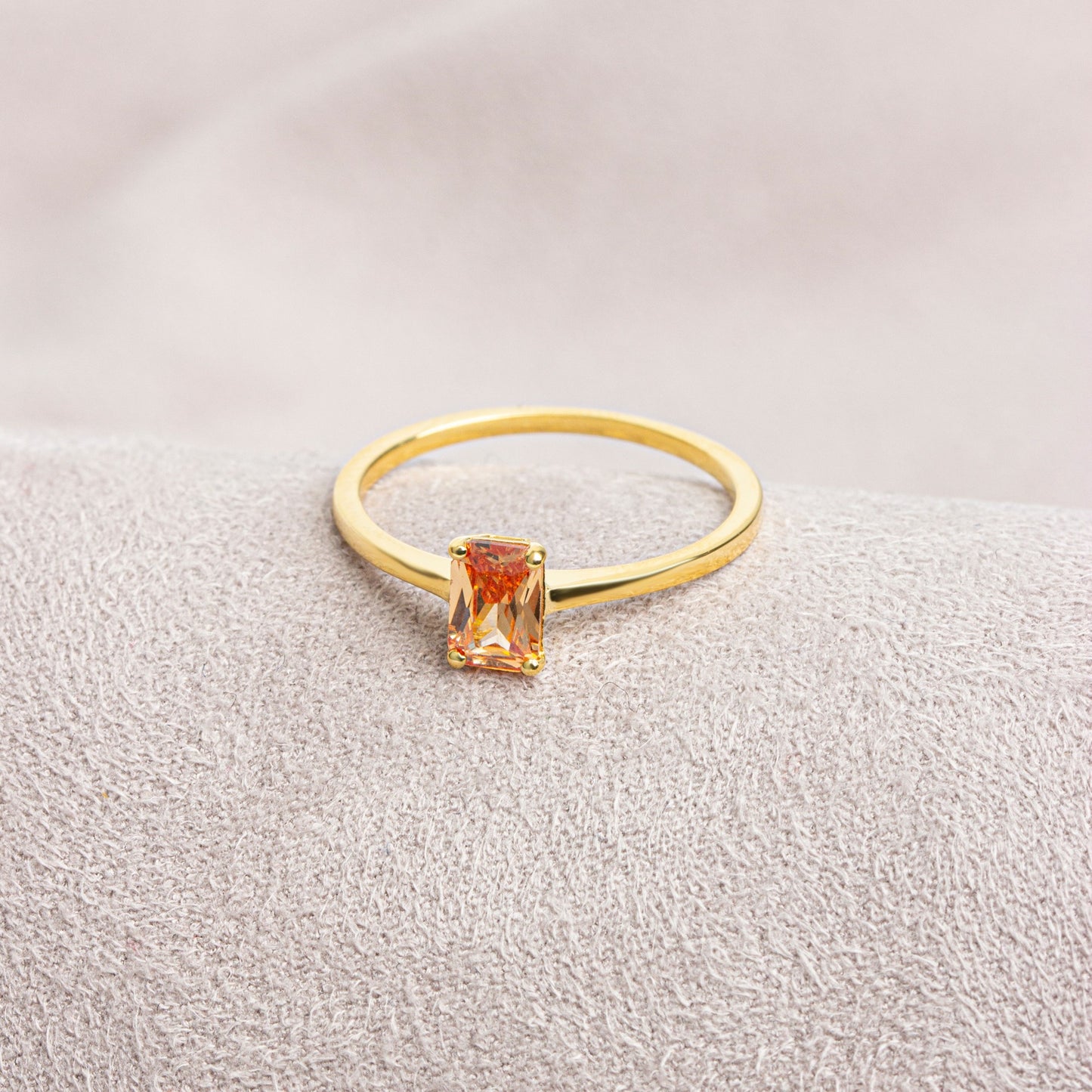Rectangle Citrine Ring in 14K Solid Gold | November Birthstone Queen Jewelry Rings