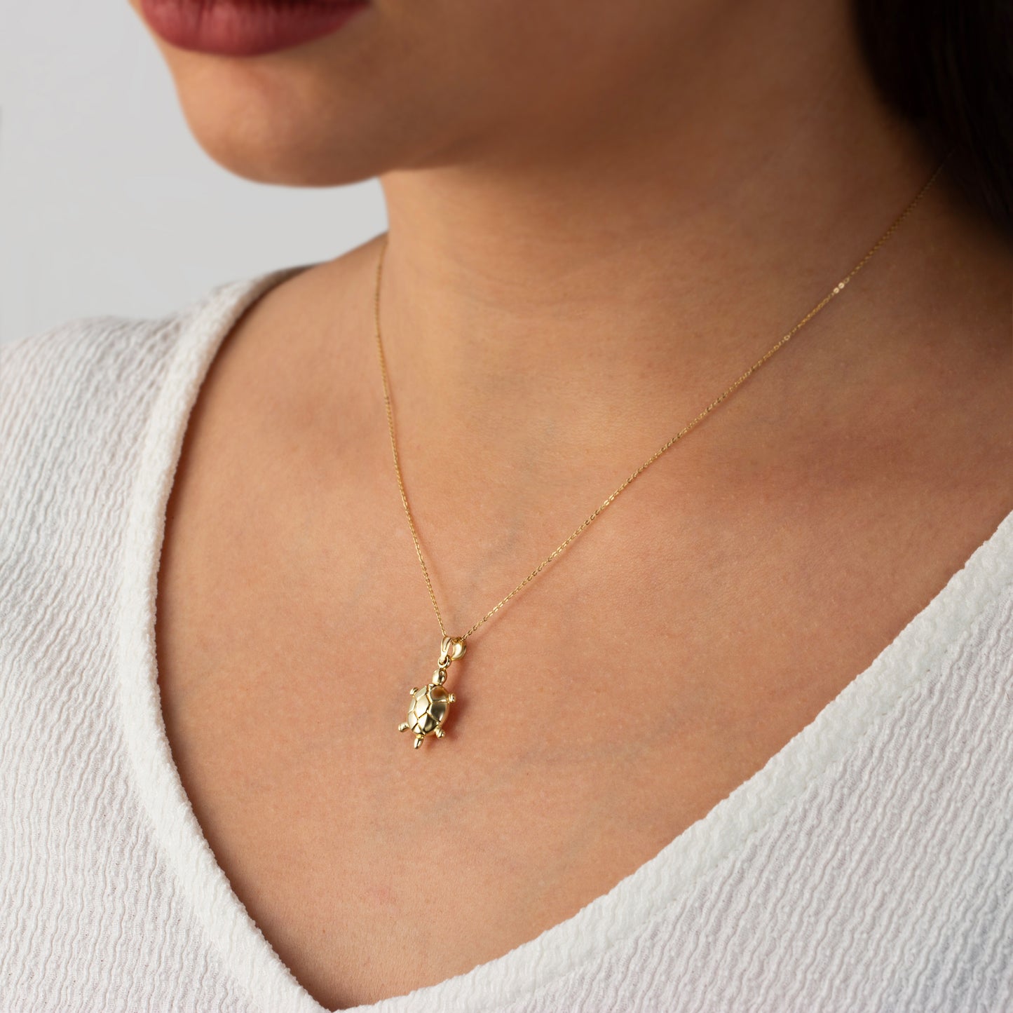 Turtle Necklace 14K Solid Gold Pendant