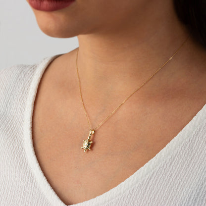 Turtle Necklace 14K Solid Gold Pendant
