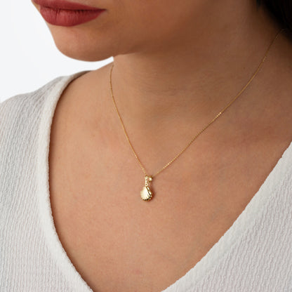 Shell Heart Necklace 14K Solid Gold Seashell Pendant
