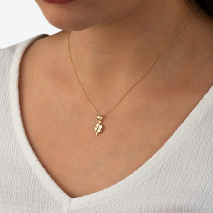 Minimalist Four-Leaf Clover Necklace 14K Solid Gold