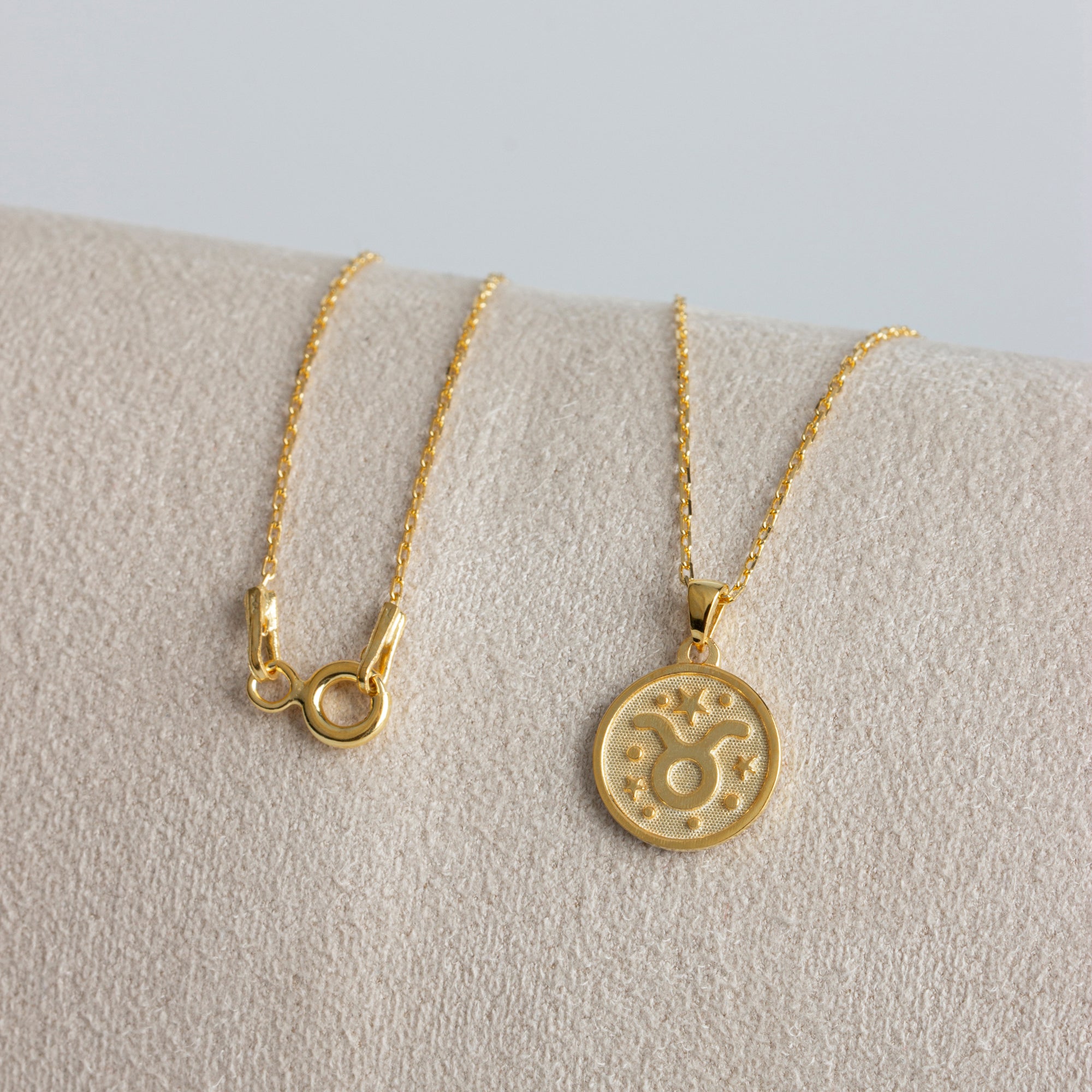 Taurus Zodiac Sign 14K Solid Gold Necklace, Minimalist Horoscope Symbol Pendant Queen Jewelry Necklace