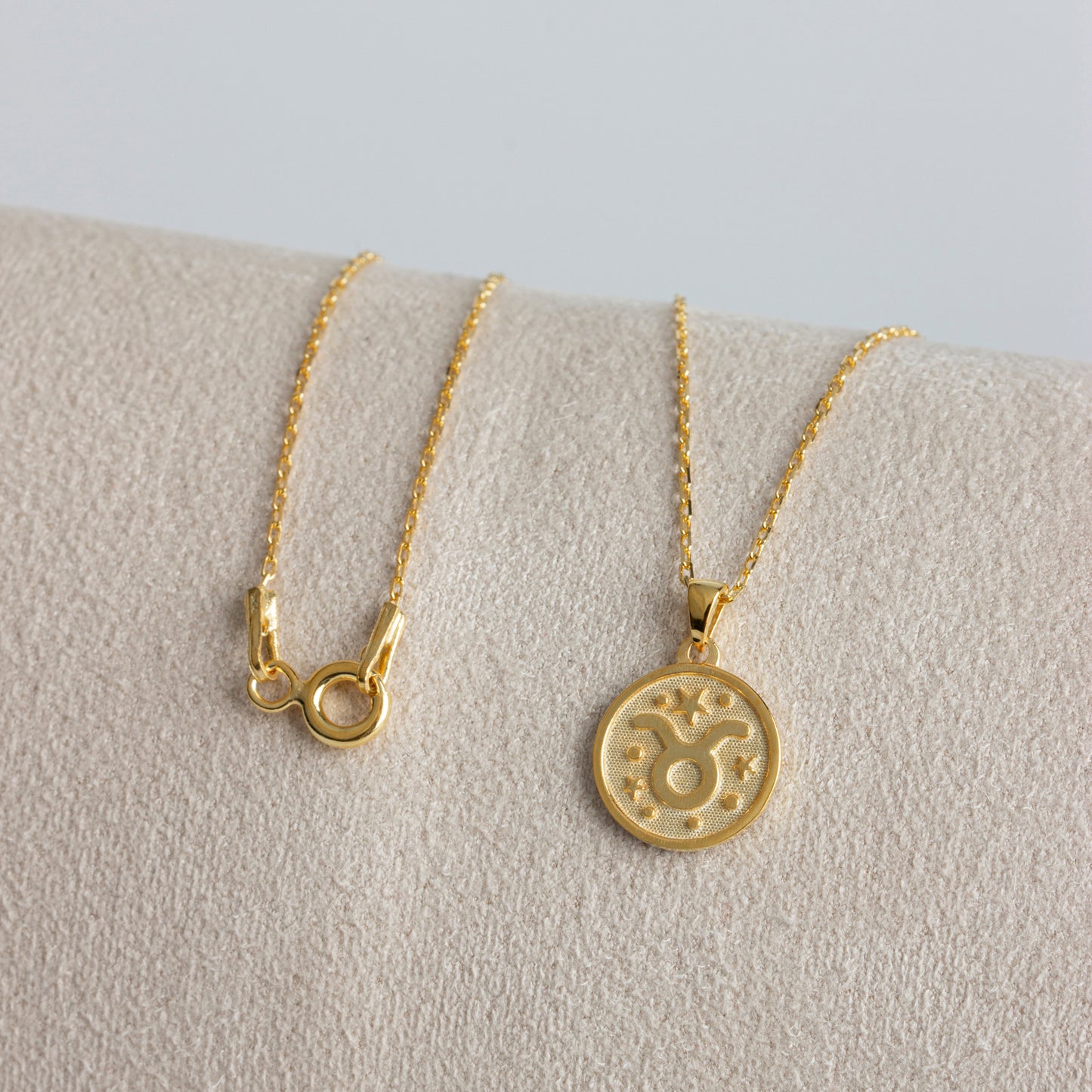 Taurus Zodiac Sign 14K Solid Gold Necklace, Minimalist Horoscope Symbol Pendant Queen Jewelry Necklace