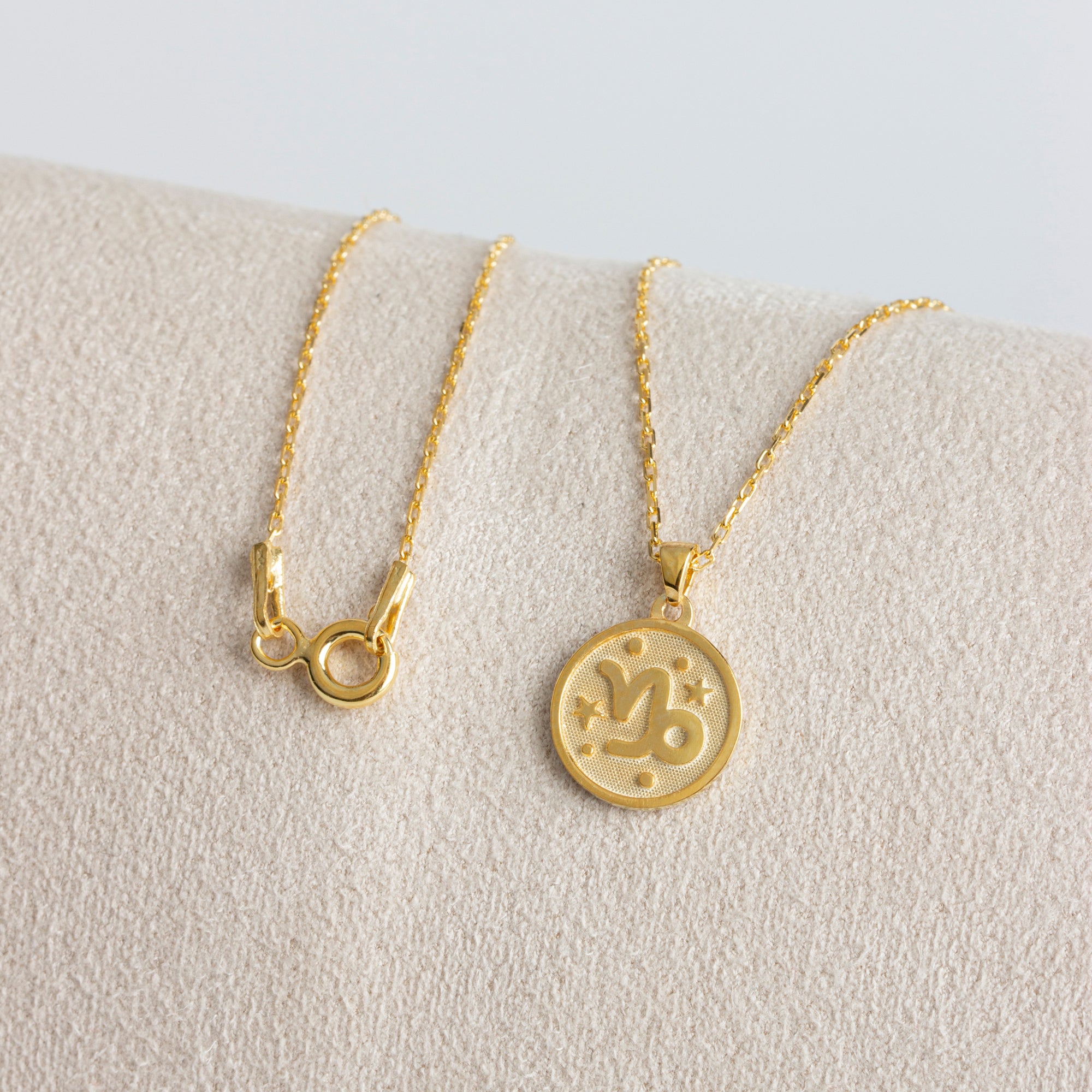 Capricorn Zodiac Sign 14K Solid Gold Necklace, Minimalist Horoscope Symbol Pendant Queen Jewelry Necklace