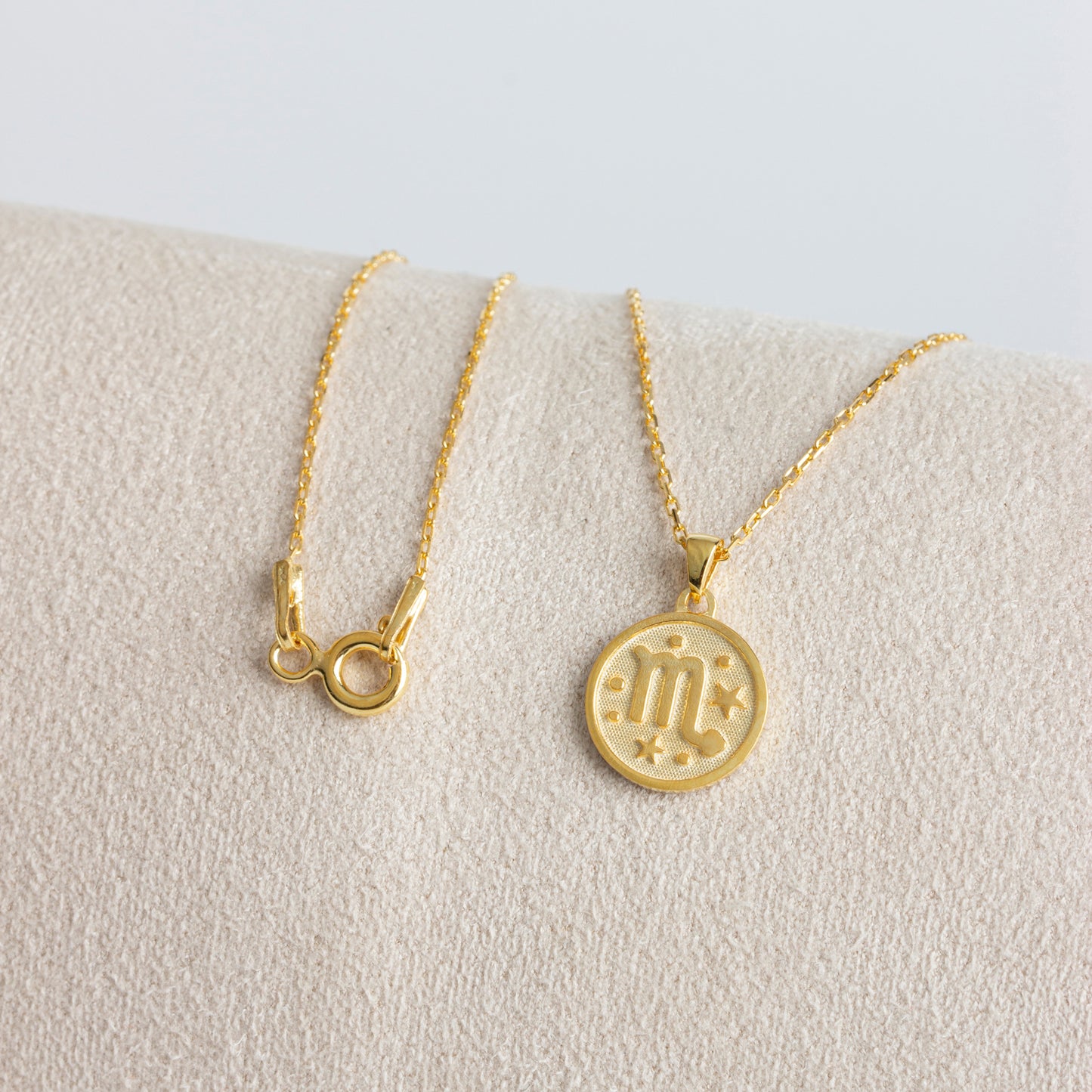 Scorpio Zodiac Sign 14K Solid Gold Necklace, Minimalist Horoscope Symbol Pendant Queen Jewelry Necklace