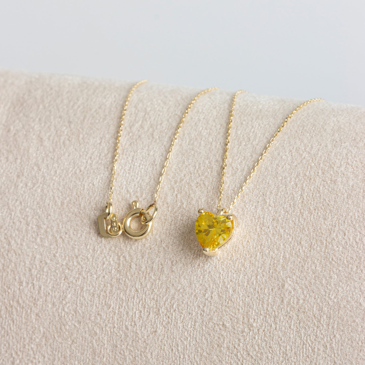 Yellow Topaz Heart Necklace 8K/10K/14K Solid Gold, November Birthstone