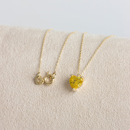 Yellow Topaz Heart Necklace 8K/10K/14K Solid Gold, November Birthstone