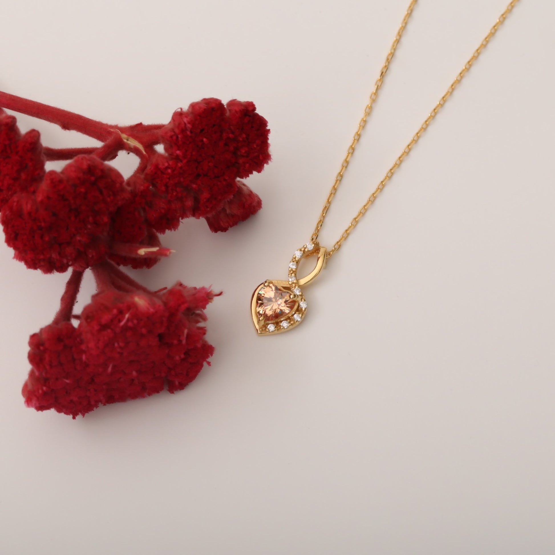 Citrine Infinity Heart Necklace in 14K Solid Gold with Real Diamonds | November Birthstone Queen Jewelry Necklace