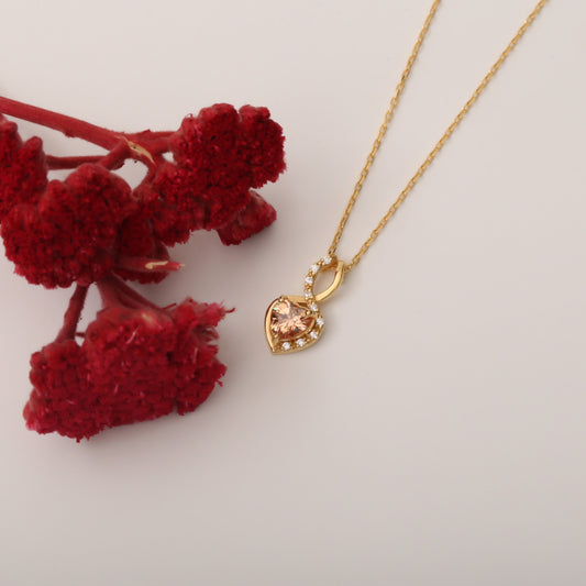 Citrine Infinity Heart Necklace in 14K Solid Gold with Real Diamonds | November Birthstone Queen Jewelry Necklace