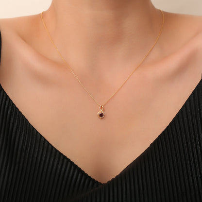 Garnet Infinity Heart Necklace in 14K Solid Gold with Real Diamonds | January Birthstone Queen Jewelry Necklace
