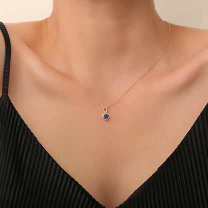 Sapphire Infinity Heart Necklace in 14K Solid Gold with Real Diamonds | September Birthstone Queen Jewelry Necklace