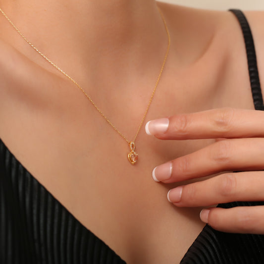 Citrine Infinity Heart Necklace in 14K Solid Gold with Real Diamonds | November Birthstone Queen Jewelry Necklace