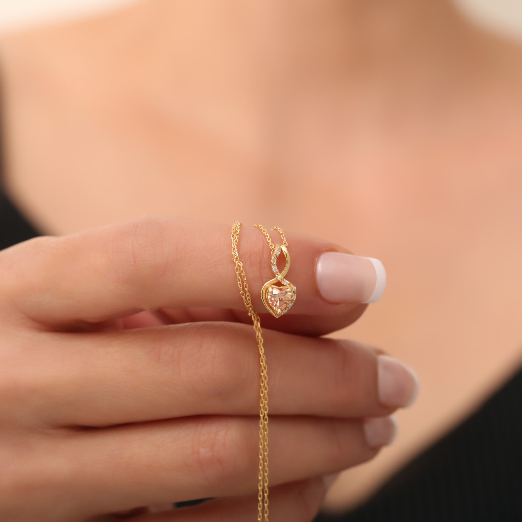Citrine Infinity Heart Necklace in 14K Solid Gold with Real Diamonds | November Birthstone Queen Jewelry Necklace