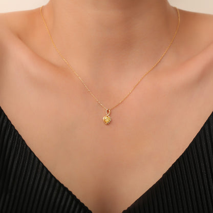 Yellow Topaz Infinity Heart Necklace in 14K Solid Gold with Real Diamonds | Birthstone Jewelry Queen Jewelry Necklace