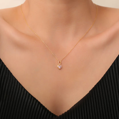 Pink Tourmaline Infinity Heart Necklace in 14K Solid Gold with Real Diamonds | October Birthstone Queen Jewelry Necklace