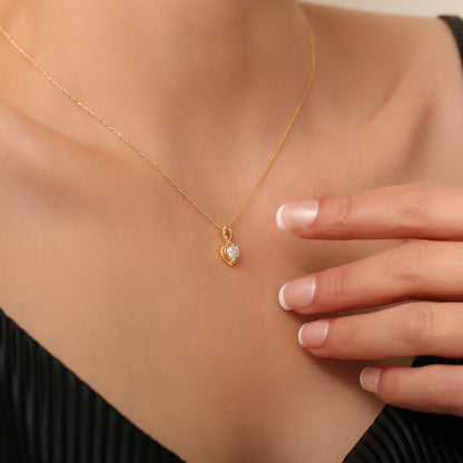 White Topaz Infinity Heart Necklace in 14K Solid Gold with Real Diamonds | April Birthstone Queen Jewelry Necklace