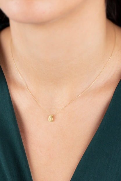 Water Drop Necklace with Real Diamond | 14K Solid Gold Queen Jewelry Necklace