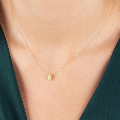Water Drop Necklace with Real Diamond | 14K Solid Gold Queen Jewelry Necklace