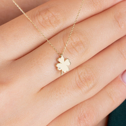 4 Leaf Clover Necklace with Real Diamond | 14K Solid Gold Queen Jewelry Necklace