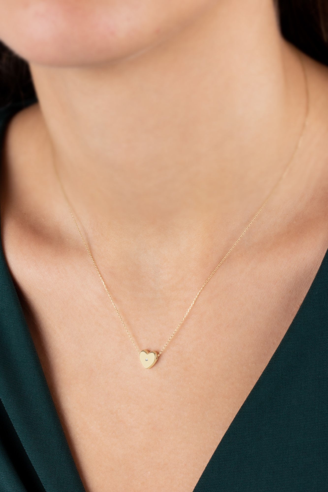 Heart Necklace with Real Diamond | 14K Solid Gold Queen Jewelry Necklace