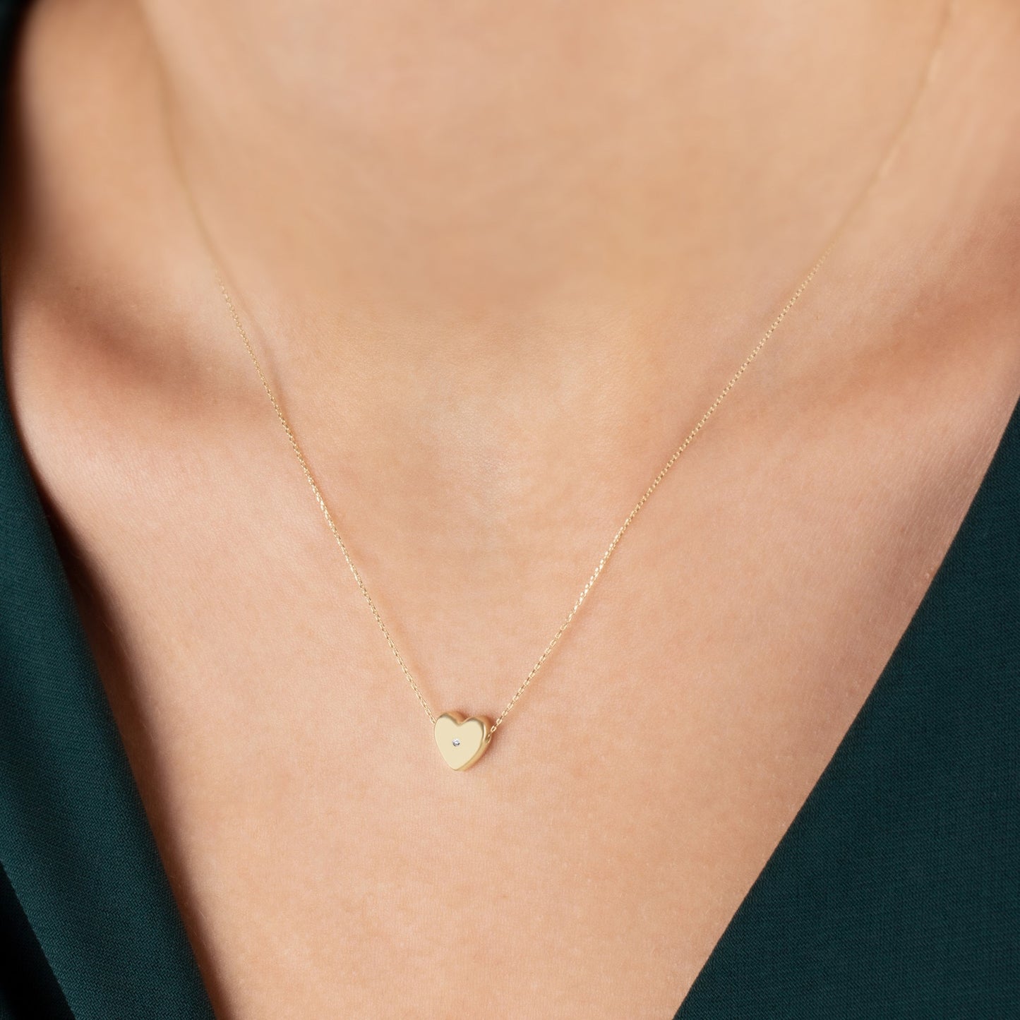 Heart Necklace with Real Diamond | 14K Solid Gold Queen Jewelry Necklace