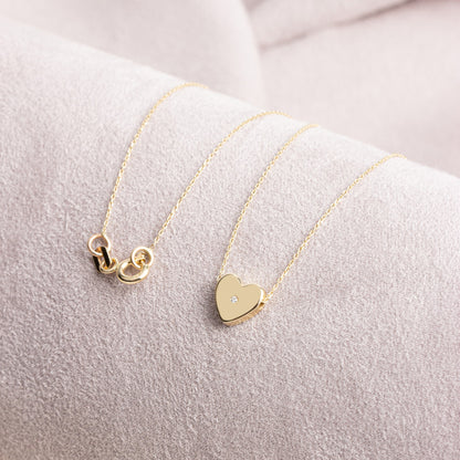 Heart Necklace with Real Diamond | 14K Solid Gold Queen Jewelry Necklace