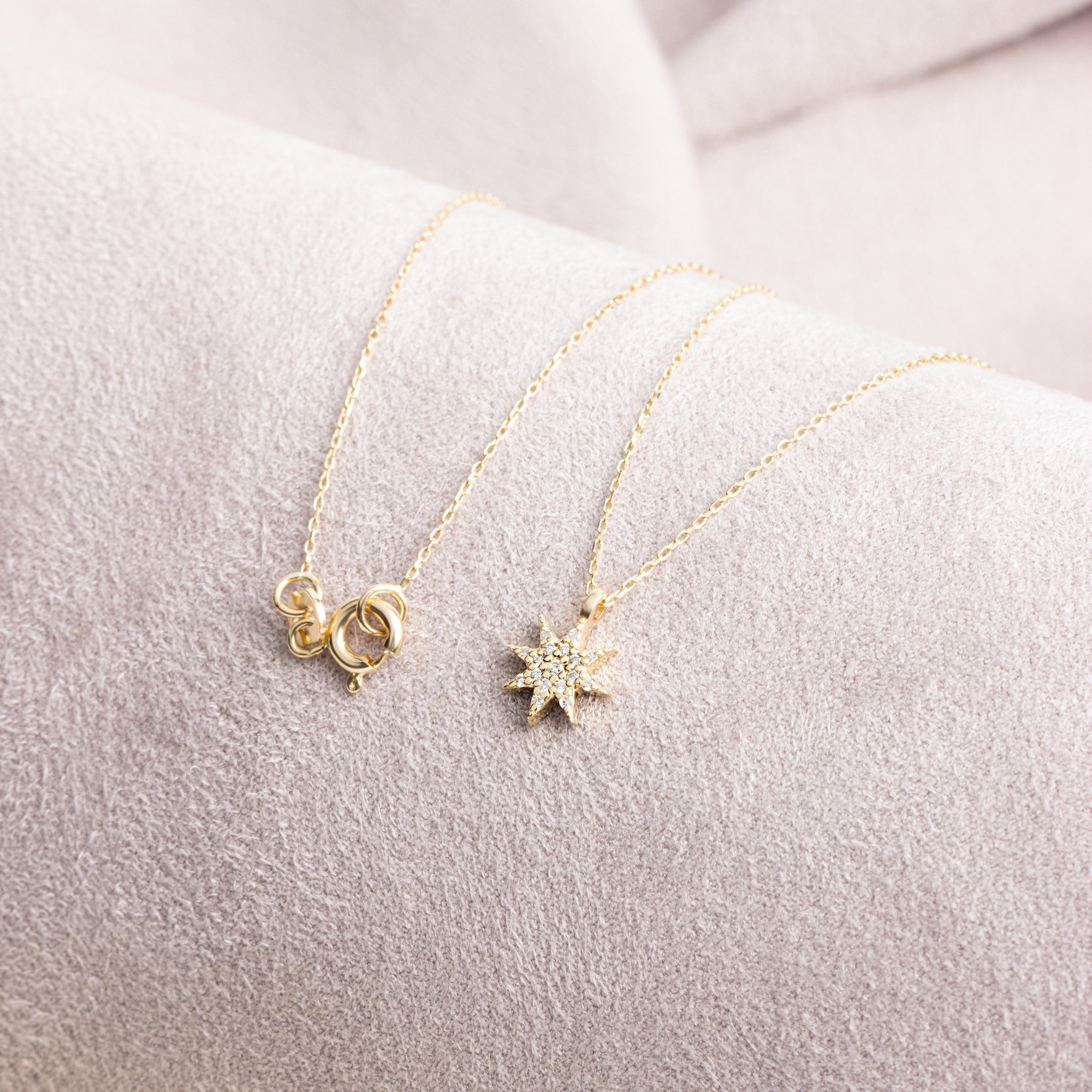 Star Necklace with Real Diamond | 14K Solid Gold Queen Jewelry Necklace