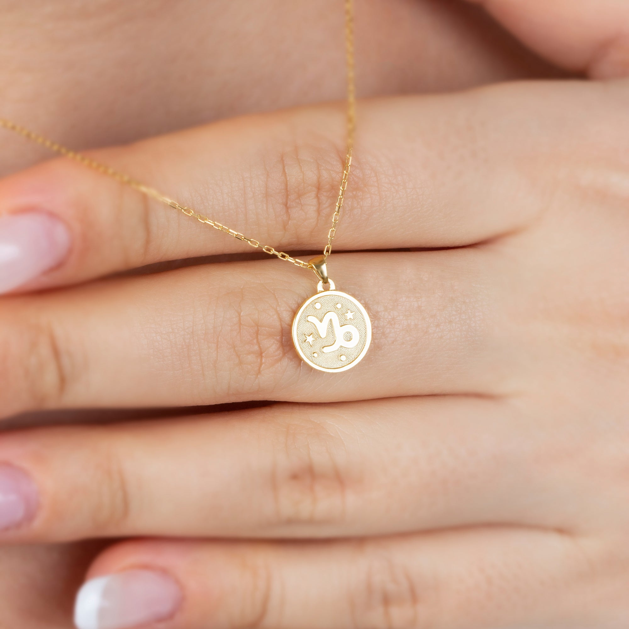 Capricorn Zodiac Sign 14K Solid Gold Necklace, Minimalist Horoscope Symbol Pendant Queen Jewelry Necklace
