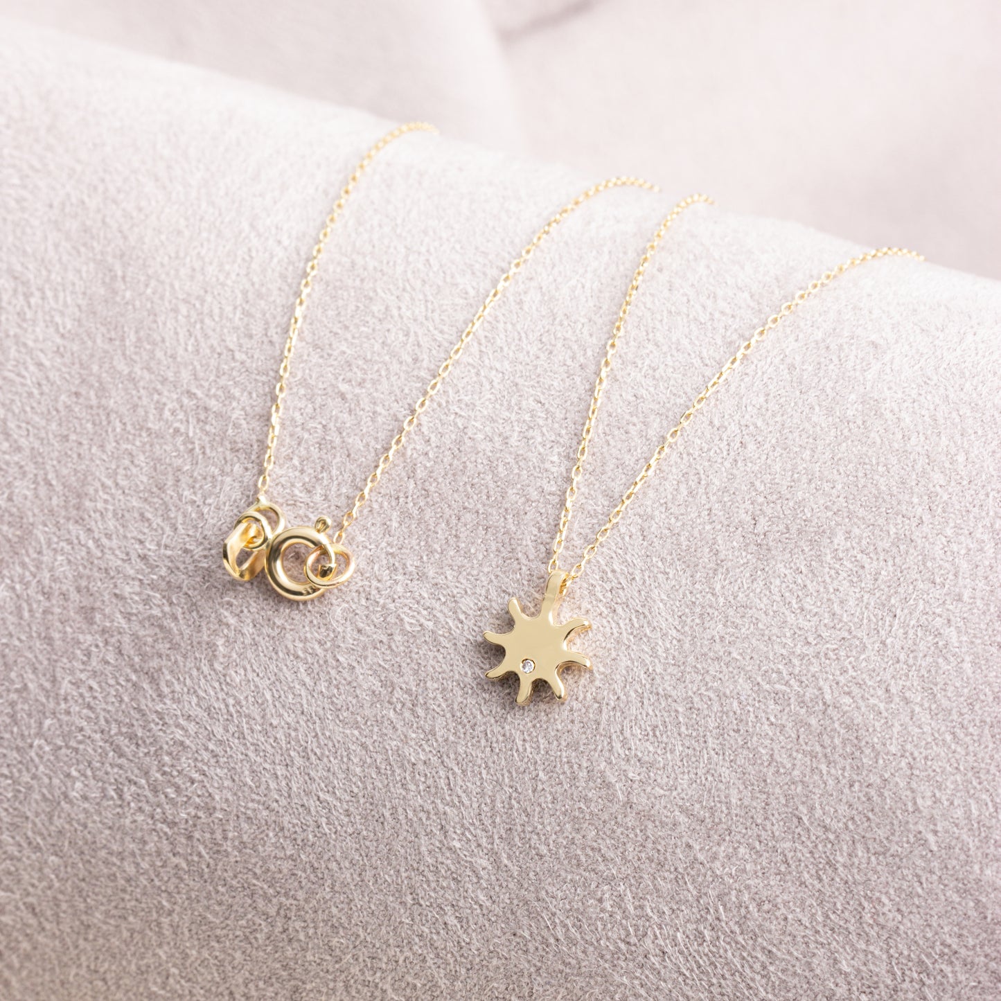 Sun Necklace with Real Diamond | 14K Solid Gold Pendant Queen Jewelry Necklace